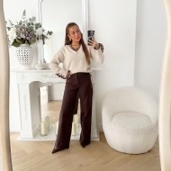 JEAN WIDE LEG CHOCO TAILLE HAUTE